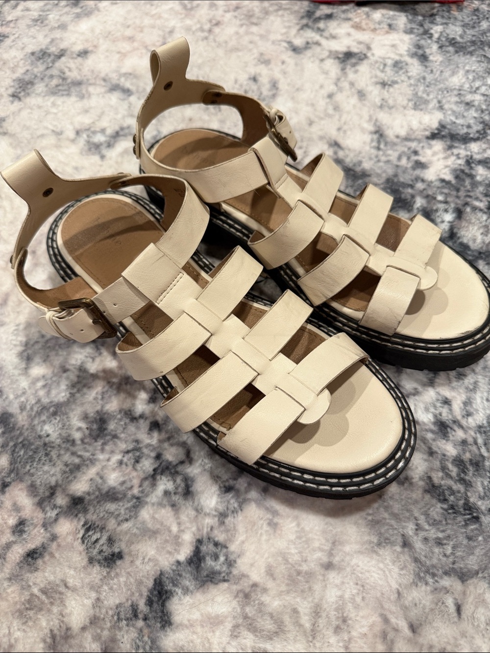 bohme Cream Strappy Platform Sandals
